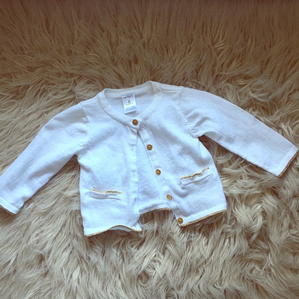 Infant white/ gold cardigan